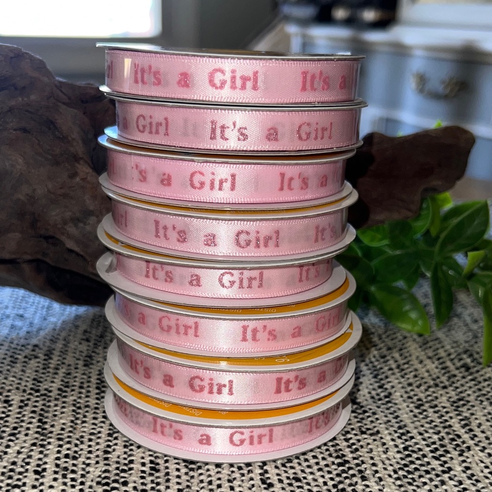 It's a Girl pink Ribbon Celebrate It 8 Rolls